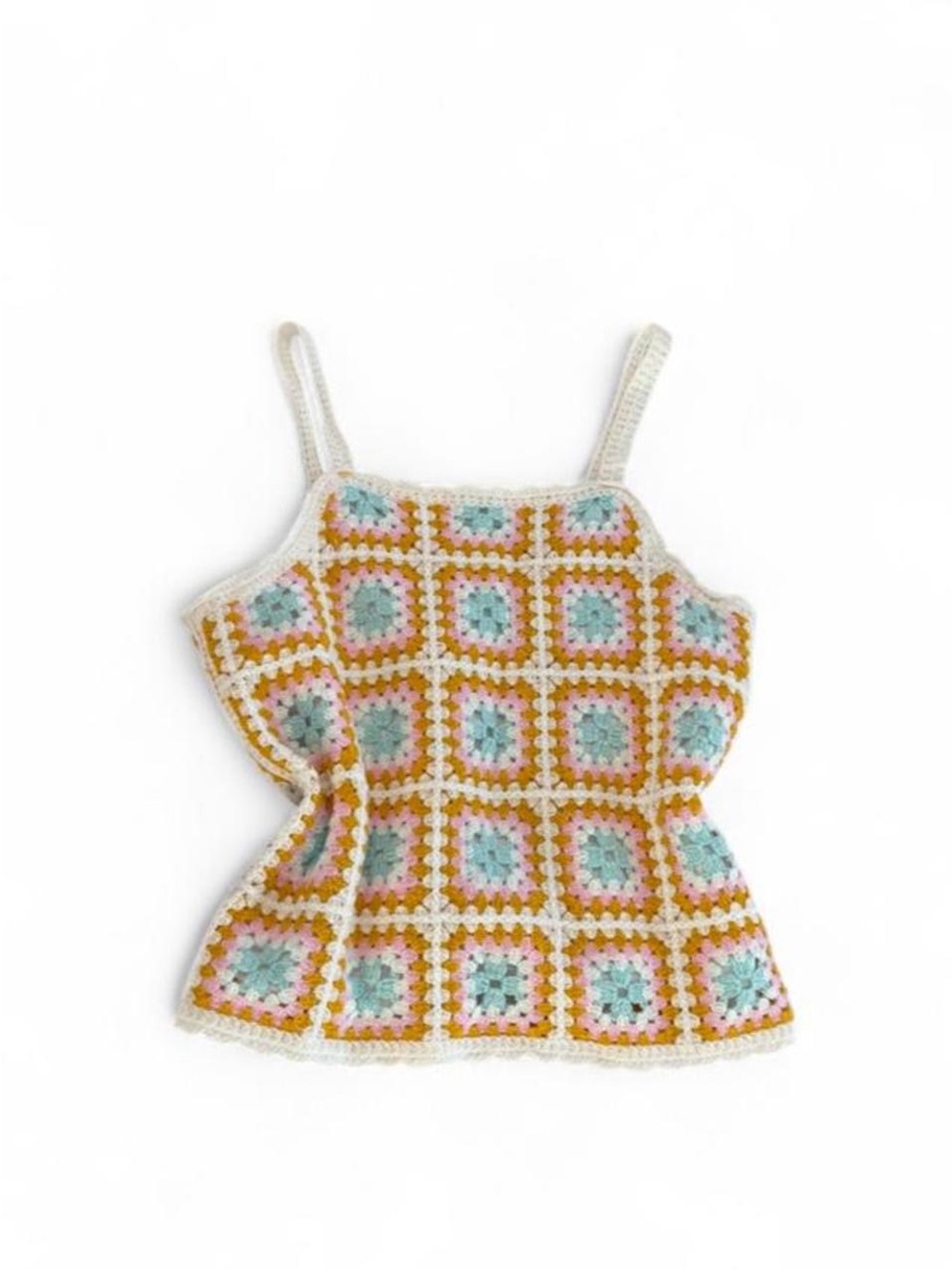 Rare Editions Pastel Granny Square Crochet Cami